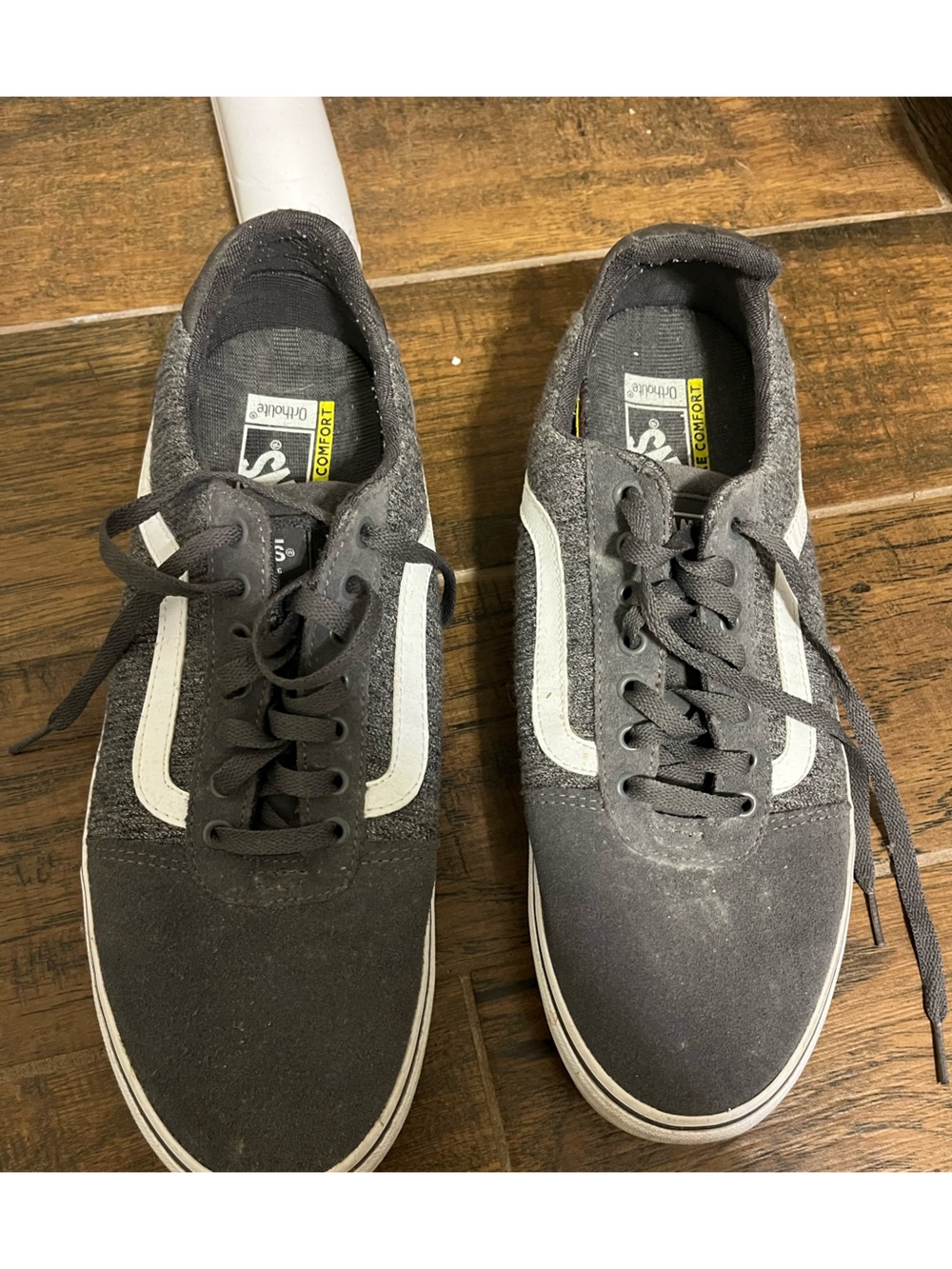 Vans Grey and White Low-Top Skate Sneakers